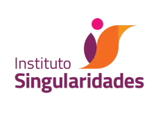 Logotipo com design moderno do Instituto Singularidades, nome em texto colorido.